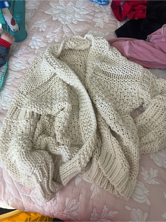 & Other Stories Jackets & Blazers - & Other Stories Cream Chunky Knit Open-Front Cardigan